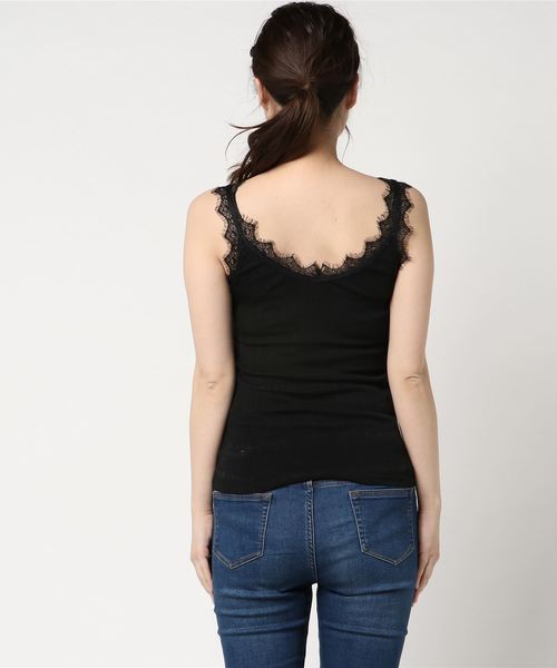 laboratory work（ラボラトリーワーク）の「ヒゲレース２wayキャミソール（キャミソール・レディース・オフホワイト/ブラック/グレー・MEDIUM）」の5枚目の写真