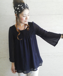 MAJESTIC LEGON | チュール×刺繍ＴＵＮ(シャツ/ブラウス)