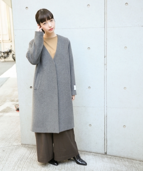 LOWRYS FARM（ローリーズファーム）の「メリノウールノーカラーコート　794329（その他アウター・レディース・ライトグレー/ブラック/グレー/ブラウン/グリーン・MEDIUM/LARGE）」の6枚目の写真