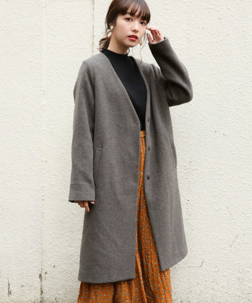 LOWRYS FARM（ローリーズファーム）の「メリノウールノーカラーコート　794329（その他アウター・レディース・ライトグレー/ブラック/グレー/ブラウン/グリーン・MEDIUM/LARGE）」の21枚目の写真