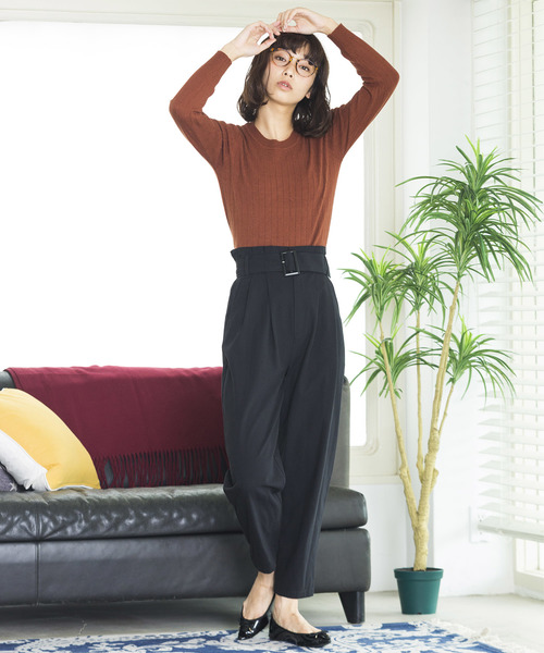 WEGO(ウィゴー)の「WEGO/ワイドリブUネックニット(ニット/セーター・レディース・ブラック/オフホワイト/ブラウン/パープル・FREE)」の17枚目の写真