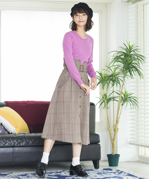 WEGO(ウィゴー)の「WEGO/ワイドリブUネックニット(ニット/セーター・レディース・ブラック/オフホワイト/ブラウン/パープル・FREE)」の12枚目の写真