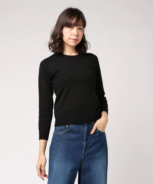 WEGO(ウィゴー)の「WEGO/ワイドリブUネックニット(ニット/セーター・レディース・ブラック/オフホワイト/ブラウン/パープル・FREE)」の9枚目の写真