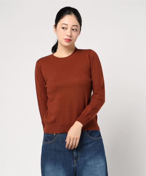 WEGO(ウィゴー)の「WEGO/ワイドリブUネックニット(ニット/セーター・レディース・ブラック/オフホワイト/ブラウン/パープル・FREE)」の8枚目の写真