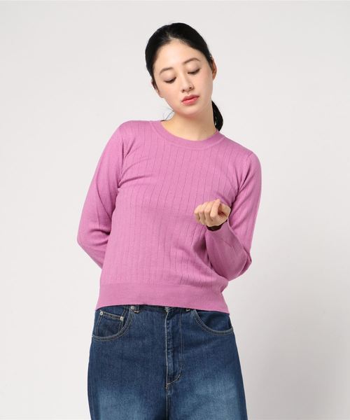 WEGO(ウィゴー)の「WEGO/ワイドリブUネックニット(ニット/セーター・レディース・ブラック/オフホワイト/ブラウン/パープル・FREE)」の7枚目の写真