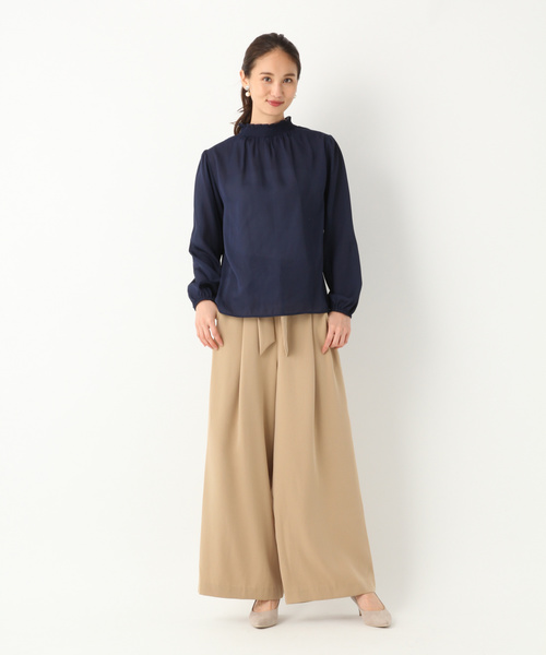 GLOBAL WORK(グローバルワーク)の「【DRESS】ミニフリルスタンドブラウス/813027(シャツ/ブラウス・レディース・ホワイト/ネイビー・MEDIUM/LARGE)」の4枚目の写真