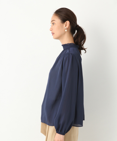 GLOBAL WORK(グローバルワーク)の「【DRESS】ミニフリルスタンドブラウス/813027(シャツ/ブラウス・レディース・ホワイト/ネイビー・MEDIUM/LARGE)」の5枚目の写真