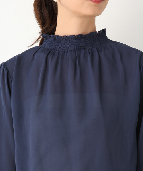GLOBAL WORK(グローバルワーク)の「【DRESS】ミニフリルスタンドブラウス/813027(シャツ/ブラウス・レディース・ホワイト/ネイビー・MEDIUM/LARGE)」の7枚目の写真