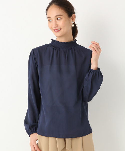 GLOBAL WORK(グローバルワーク)の「【DRESS】ミニフリルスタンドブラウス/813027(シャツ/ブラウス・レディース・ホワイト/ネイビー・MEDIUM/LARGE)」の2枚目の写真