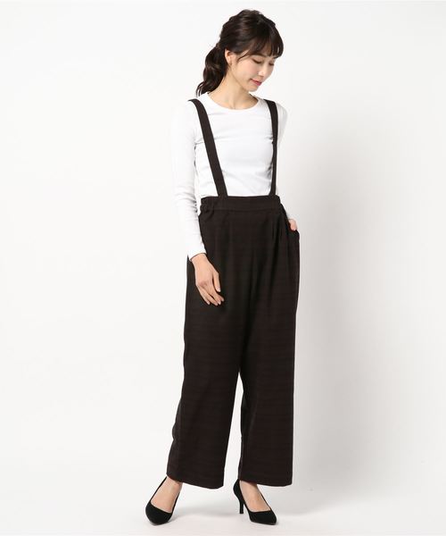 AMERICAN HOLIC（アメリカンホリック）の「・サス付ワイドパンツ（その他パンツ・レディース・その他8/ハウンドトゥース/ブラウン系その他4・M/L）」の2枚目の写真