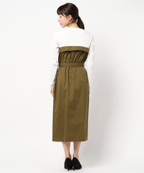 VIS（ビス）の「【ドラマ着用】ベルト付きIラインドッキングワンピース（ワンピース・レディース・カーキ/キャメル・FREE）」の3枚目の写真