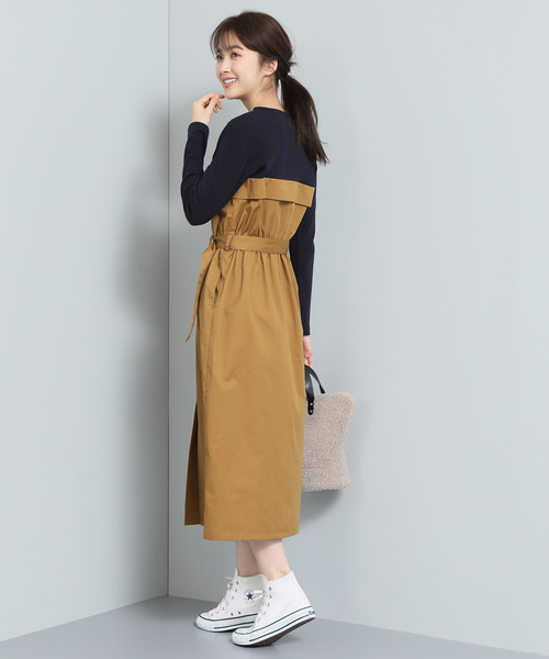 VIS（ビス）の「【ドラマ着用】ベルト付きIラインドッキングワンピース（ワンピース・レディース・カーキ/キャメル・FREE）」の9枚目の写真