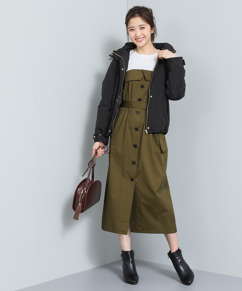 VIS（ビス）の「【ドラマ着用】ベルト付きIラインドッキングワンピース（ワンピース・レディース・カーキ/キャメル・FREE）」の7枚目の写真