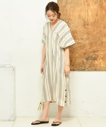 DouDou | ストライプリネンワンピース(ワンピース)