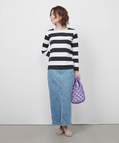 ZOZO（ゾゾ）の「太ボーダー長袖Tシャツ[WOMEN]（Tシャツ/カットソー・レディース・ホワイト×ネイビー/ホワイト×ブラック・マルチサイズ）」の8枚目の写真