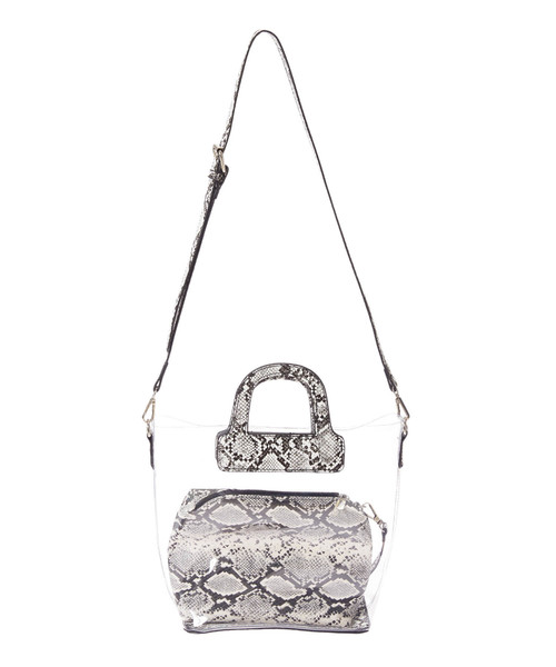 Edit Sheen（エディットシーン）の「パイソン柄ポーチ付きクリアバッグ（ハンドバッグ・レディース・ベージュ/グレー・FREE）」の5枚目の写真