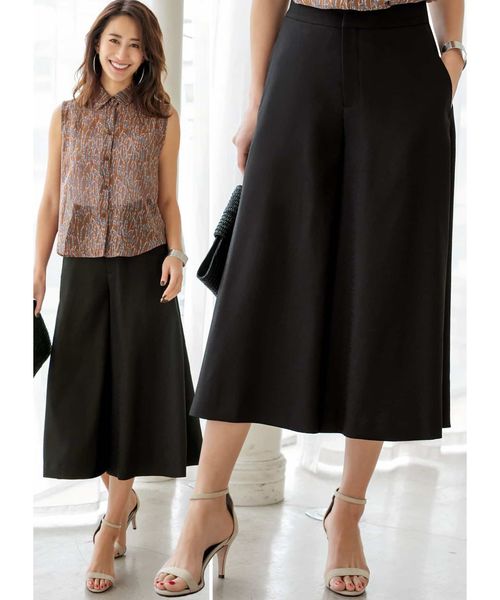 STYLE DELI(スタイルデリ)の「【Made in JAPAN】麻調ミディ丈ワイドパンツ(その他パンツ・レディース・ブラック・SMALL/MEDIUM)」の1枚目の写真
