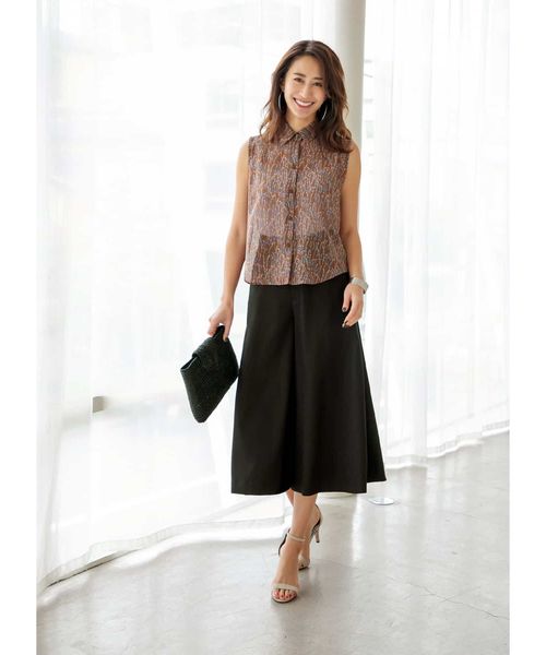 STYLE DELI(スタイルデリ)の「【Made in JAPAN】麻調ミディ丈ワイドパンツ(その他パンツ・レディース・ブラック・SMALL/MEDIUM)」の2枚目の写真