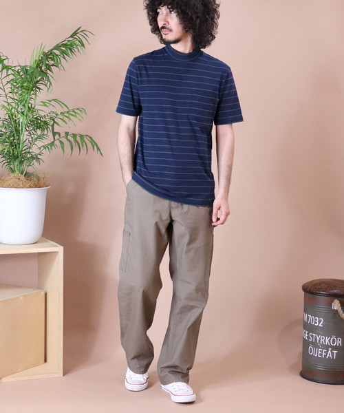 Healthknit(ヘルスニット)の「【 Healthknit / ヘルスニット 】 # ボーダーモックネック半袖Tシャツ 6406 SIP(Tシャツ/カットソー・メンズ・ダークネイビー/ブルー/ネイビー/グレー/カーキ・SMALL/MEDIUM/LARGE)」の5枚目の写真