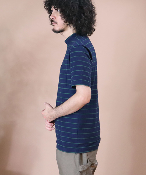 Healthknit(ヘルスニット)の「【 Healthknit / ヘルスニット 】 # ボーダーモックネック半袖Tシャツ 6406 SIP(Tシャツ/カットソー・メンズ・ダークネイビー/ブルー/ネイビー/グレー/カーキ・SMALL/MEDIUM/LARGE)」の7枚目の写真