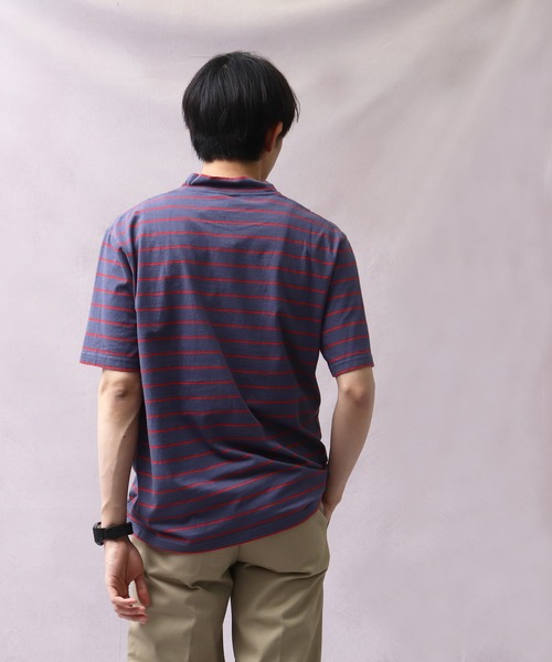 Healthknit(ヘルスニット)の「【 Healthknit / ヘルスニット 】 # ボーダーモックネック半袖Tシャツ 6406 SIP(Tシャツ/カットソー・メンズ・ダークネイビー/ブルー/ネイビー/グレー/カーキ・SMALL/MEDIUM/LARGE)」の15枚目の写真