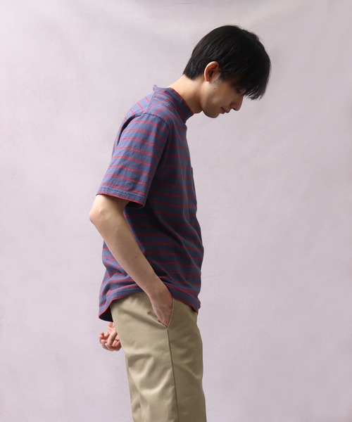 Healthknit(ヘルスニット)の「【 Healthknit / ヘルスニット 】 # ボーダーモックネック半袖Tシャツ 6406 SIP(Tシャツ/カットソー・メンズ・ダークネイビー/ブルー/ネイビー/グレー/カーキ・SMALL/MEDIUM/LARGE)」の14枚目の写真