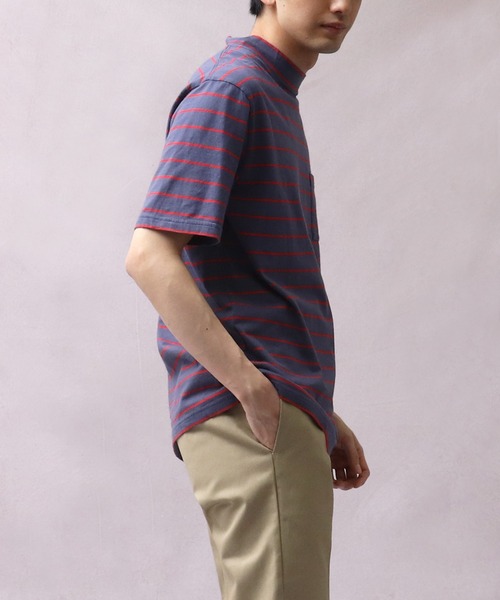Healthknit(ヘルスニット)の「【 Healthknit / ヘルスニット 】 # ボーダーモックネック半袖Tシャツ 6406 SIP(Tシャツ/カットソー・メンズ・ダークネイビー/ブルー/ネイビー/グレー/カーキ・SMALL/MEDIUM/LARGE)」の13枚目の写真