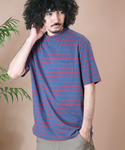 Healthknit(ヘルスニット)の「【 Healthknit / ヘルスニット 】 # ボーダーモックネック半袖Tシャツ 6406 SIP(Tシャツ/カットソー・メンズ・ダークネイビー/ブルー/ネイビー/グレー/カーキ・SMALL/MEDIUM/LARGE)」の12枚目の写真