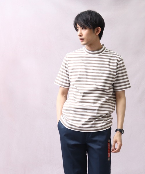 Healthknit(ヘルスニット)の「【 Healthknit / ヘルスニット 】 # ボーダーモックネック半袖Tシャツ 6406 SIP(Tシャツ/カットソー・メンズ・ダークネイビー/ブルー/ネイビー/グレー/カーキ・SMALL/MEDIUM/LARGE)」の21枚目の写真