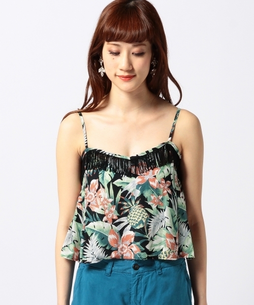 Another Edition（アナザーエディション）の「AE アロハPRNT フリンジ CAMI（キャミソール・レディース・ベージュ/ネイビー・フリー）」の5枚目の写真