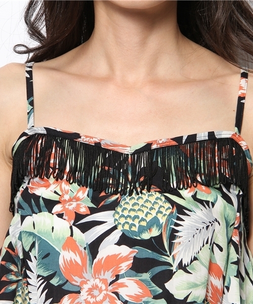 Another Edition（アナザーエディション）の「AE アロハPRNT フリンジ CAMI（キャミソール・レディース・ベージュ/ネイビー・フリー）」の3枚目の写真