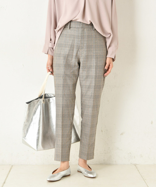 DouDou（ドゥドゥ）の「チェックテーパードパンツ（その他パンツ・レディース・パープル/グレー/ブルー・38/36）」の3枚目の写真