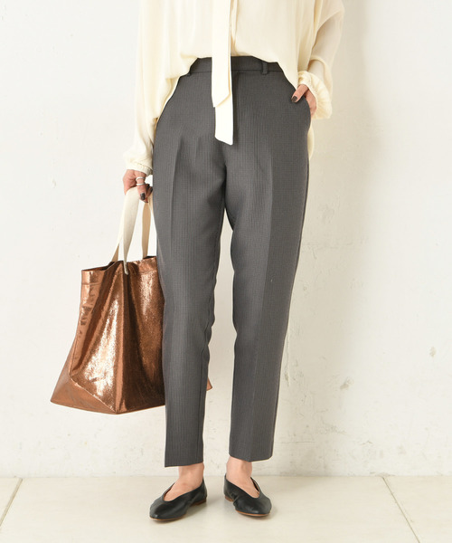 DouDou（ドゥドゥ）の「チェックテーパードパンツ（その他パンツ・レディース・パープル/グレー/ブルー・38/36）」の2枚目の写真