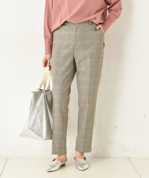 その他パンツ パンツ チェックテーパードパンツ その他パンツ Doudou ドゥドゥ のファッション