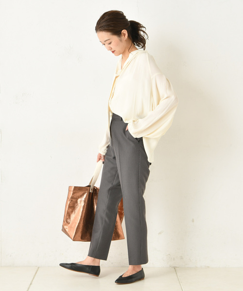 DouDou（ドゥドゥ）の「チェックテーパードパンツ（その他パンツ・レディース・パープル/グレー/ブルー・38/36）」の5枚目の写真