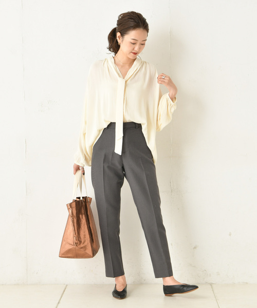 DouDou（ドゥドゥ）の「チェックテーパードパンツ（その他パンツ・レディース・パープル/グレー/ブルー・38/36）」の6枚目の写真