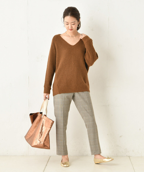 DouDou（ドゥドゥ）の「チェックテーパードパンツ（その他パンツ・レディース・パープル/グレー/ブルー・38/36）」の16枚目の写真