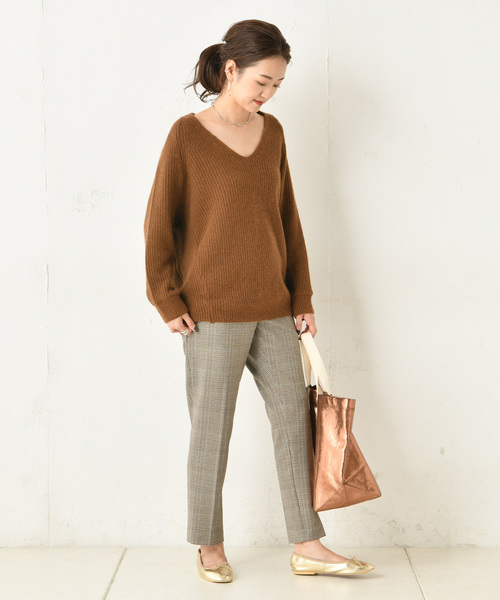 DouDou（ドゥドゥ）の「チェックテーパードパンツ（その他パンツ・レディース・パープル/グレー/ブルー・38/36）」の18枚目の写真