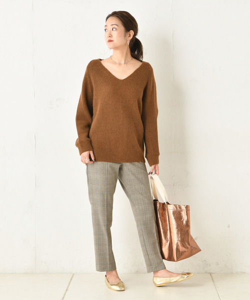 DouDou（ドゥドゥ）の「チェックテーパードパンツ（その他パンツ・レディース・パープル/グレー/ブルー・38/36）」の19枚目の写真