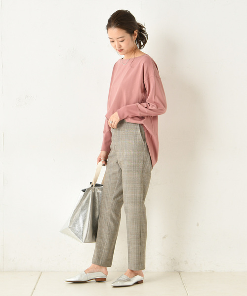 DouDou（ドゥドゥ）の「チェックテーパードパンツ（その他パンツ・レディース・パープル/グレー/ブルー・38/36）」の10枚目の写真