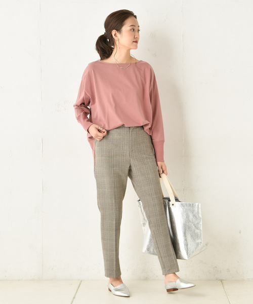 DouDou（ドゥドゥ）の「チェックテーパードパンツ（その他パンツ・レディース・パープル/グレー/ブルー・38/36）」の12枚目の写真