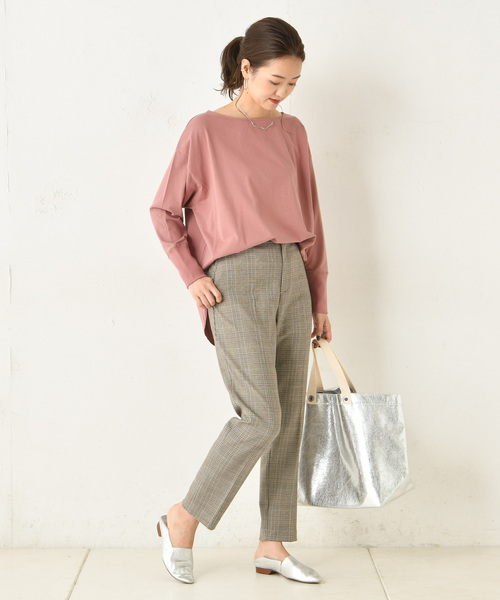 DouDou（ドゥドゥ）の「チェックテーパードパンツ（その他パンツ・レディース・パープル/グレー/ブルー・38/36）」の13枚目の写真