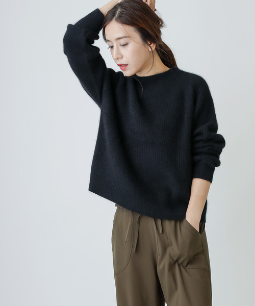 ボートネック トップス 片畦 ニット ニット セーター Une 片畦 セール ボートネック Autre ユノートル のファッション ラクーン ウール