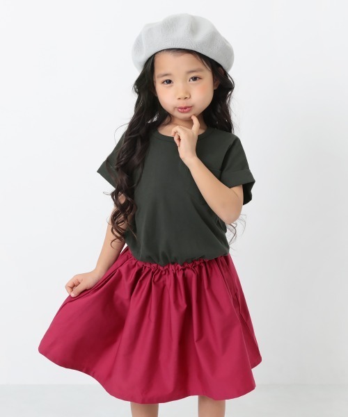 devirock（デビロック）の「半袖ドッキングワンピース（ワンピース・キッズ・オレンジ系その他/グリーン系その他/ピンク系その他/イエロー系その他/ライトブラウン/ワイン/スミクロ/パープル系その他/カーキ/ブラック/ライトベージュ/ベージュ/ブラウン/ラベンダー/グレー系その他/ピンク系その他2/サックスブルー/ブルーグレー/グレー系その他2・130cm/160cm/110cm/80ｃｍ/120cm/150cm/140cm/90cm/100cm）」の16枚目の写真