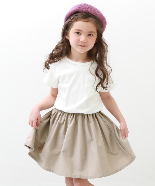 devirock（デビロック）の「半袖ドッキングワンピース（ワンピース・キッズ・オレンジ系その他/グリーン系その他/ピンク系その他/イエロー系その他/ライトブラウン/ワイン/スミクロ/パープル系その他/カーキ/ブラック/ライトベージュ/ベージュ/ブラウン/ラベンダー/グレー系その他/ピンク系その他2/サックスブルー/ブルーグレー/グレー系その他2・130cm/160cm/110cm/80ｃｍ/120cm/150cm/140cm/90cm/100cm）」の6枚目の写真