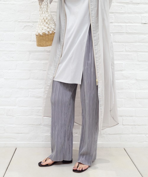 DouDou（ドゥドゥ）の「ランダムプリーツパンツ（その他パンツ・レディース・オフホワイト/ライム/ピンク/ベージュ/グレー・FREE）」の3枚目の写真