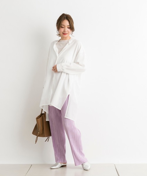 DouDou（ドゥドゥ）の「ランダムプリーツパンツ（その他パンツ・レディース・オフホワイト/ライム/ピンク/ベージュ/グレー・FREE）」の6枚目の写真