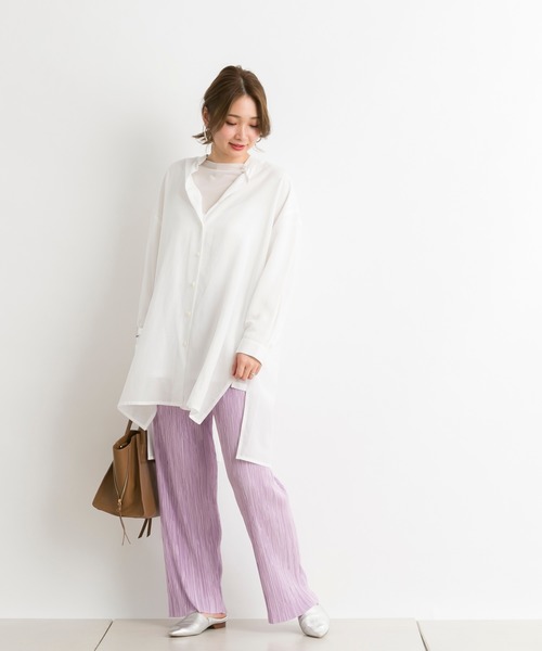 DouDou（ドゥドゥ）の「ランダムプリーツパンツ（その他パンツ・レディース・オフホワイト/ライム/ピンク/ベージュ/グレー・FREE）」の8枚目の写真