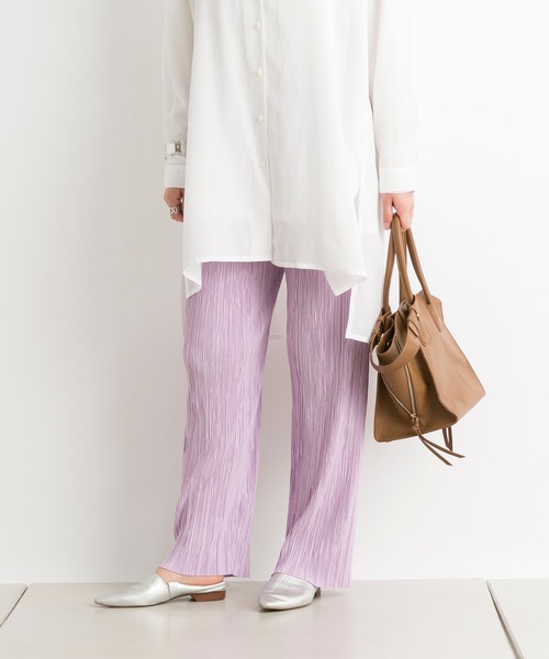 DouDou（ドゥドゥ）の「ランダムプリーツパンツ（その他パンツ・レディース・オフホワイト/ライム/ピンク/ベージュ/グレー・FREE）」の14枚目の写真