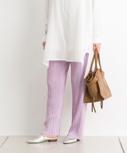 DouDou（ドゥドゥ）の「ランダムプリーツパンツ（その他パンツ・レディース・オフホワイト/ライム/ピンク/ベージュ/グレー・FREE）」の17枚目の写真